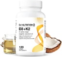Vitamin D3 + K2 in Bio Kokosöl, Vitamin K2 MK7 + D3 (1000IU), Schnelle Knochen- und Herzgesundheitsformel, hilft, Calcium zu absorbieren und zu verwenden, unterstützt Immunität, verbessert Stimmung - 120 Softgels