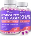 Zuckerfreie hydrolysierte Kollagen-Gummien, Kollagenpeptid-Gummien für Frauen, Kollagenprotein Typ I,II,III,V,X mit Biotin, Vitamin C, D, B12 für Haarhautnägel