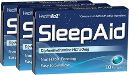 HealthA2Z® Sleep Aid | Diphenhydramine HCL 50mg | Softgels | Supporta sonno profondo più riposante | 10 conteggi (Pack of 3)