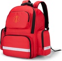 Trunab First Responder Tasche Trauma Rucksack Leere, medizinische Notfall Kits Speicher Jump Bag Pack für EMT, EMS, Polizei, Feuerwehrleute, Sicherheitsbeauftragte - Patentiertes Design Rot