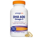 OmegaVia DHA 600 mg, Ultra Pure Omega-3 DHA Ergänzungen für Gehirn und Augen, DHA Prenatal Vitamine für Frauen, Burpless Fish Oil Omega 3, IFOS getestet, 120 Softgels