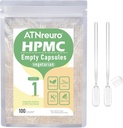Größe 1 Leere Vegan Kapsel mit 2 Micro Spoons - 100 Count Vegetarische Kapseln - Leere Pillen Kapseln für Pulver Ergänzungen