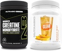 NutraBio Creatine Monohydrat, Unflavored, (300 g) und Clear Whey Protein Isolate, (Mango Mist) Supplement Bundle – Muskelenergie, maximales Wachstum, Erholung und Stärke