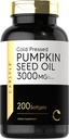 Carlyle Kürbis Samen Öl Kapseln | 3000mg | 200 Softgels | Essential Fatty Acids | Cold Pressed Dietary Supplement | Non-GMO und glutenfreie Formel