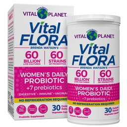 Vital Planet - Vital Flora Probiotika für Frauen 60 Billion CFU, Diverse Strains, Daily Shelf Stable Probiotic mit Bio-Präbiotika, für Vaginalunterstützung, Immun- und Verdauungsgesundheit 30 Kapseln