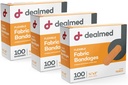 Dealmed Stoff Flexible Klebebänder – 100 Count (3 Pack) Bandagen mit Non-Stick Pad, Latexfrei, Wund Care für First Aid Kit, 3" x 3/4"