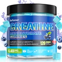 Kreatin Monohydrate Gummi für Männer und Frauen, erhöhen Stärke und bauen Muskel, Energie & Booty Gewinn, Vorarbeit Ergänzung, Zuckerfrei, Vegan, Chewables Blueberry Flavor-120 Count