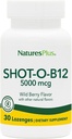 NaturesPlus Shot-O-B12-30 Lozenges, Saveur de baie sauvage - 5000 mcg - Vegan, Sans gluten - 30 portions