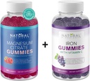 Zuckerfreie Magnesiumgummis für Erwachsene 500 mg & Eisen Gummi mit Vitamin C für Erwachsene & Kinder, Vegan, Glutenfrei, Entspannung, Energieunterstützung, Non-GMO, 60 Gummy Vitamine