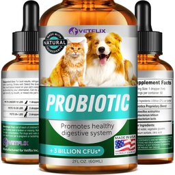 Premium-Probiotika für Hunde, Katzen - Verdauungsenzyme & Präbiotika-Ergänzung - Hilft, Durchfall, Vomiting, Upset Stomach, Gas, Constipation & Bad Breath - Unterstützt Verdauungssystem - 2 Fl Oz