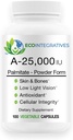 A-25.000 IU Palmitate Powder Form (100 capsule) Non OGM, Supporta Low Light Vision, Supporto immunitario, Integrità cellulare di Skin & Bones, Antiossidante (Standard)