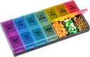 Große Kapazität Wöchentliche Pille Organizer, 7 Tage 2 mal ein Tag große Komponenten Pillen Cases, AM/PM BPA-freie Pille Box Design für Vitamine Fish Oil Supplements Arthritis Friendly (Rainbow)