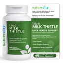 NatureCity TrueMilkThistle | Milk Thistle Supplement 525mg | Milk Thistle (80% silymarin) mit 420mg Silymarin | Antioxidant Support | Liver Support Supplement | 60 Veggie Kapseln