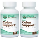 Peak Pure & Natural Colon Support - Colon Cleanse und Detox Ergänzung für Verdauungs-Gesundheit - Gut Health Support mit Inulin und Senna Blattextrakten - mit Fiber, Präbiotika und Probiotika - 2 Pack