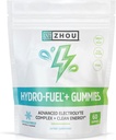 Zhou Nutrition Hydro-Fuel+ Gummie - Elektrolyt-Gummien für Hydration, Advanced Chews mit Elektrolyten Complex und 75 mg Koffein für saubere Energie, Hydrating Supplement - 60 Vegan Chews