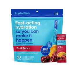HYDRANT - Hydration Powder, Fruit Punch Flavor, 30 Individuelle Instant Electrolyte Rehydration Packets - Low Sugar Drink Mix for Daily Use, Travel & Workouts