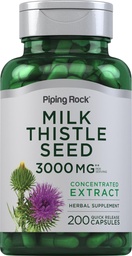 Piping Rock Milk Thistle Supplement | 200 Kapseln | Konzentrierter Kräuterextrakt | Nicht-GVO, glutenfrei