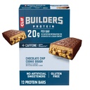 CLIF BUILDERS + Caffeine Protein Bars - Chocolate Chip Cookie Dough Flavor - 20g Plant Based Protein - Glutenfrei - Non-GMO - Low Glycemic - Keine künstlichen Süßungsmittel - 2.4 Unze (12 Packung)