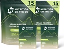 Ernährung auf den Go Vegan Protein Pulver-Packets mit Kreatin – 20g Pflanzenproteine + 5g Kreatin – Einweg-Reise-Pulver – All-Natural, Glutenfrei – Vanille – (30-Pack)