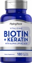 Piping Rock Biotin 5000mcg | 180 Kapseln | Plus Keratin und Alpha Lipoic Acid | Non-GMO, Glutenfreie Ergänzung