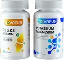 Kalium Magnesium mit Calcium Zink & D3 K2 Vitamin ergänzt Bundle für Herz, Knochen, Muskelgesundheit