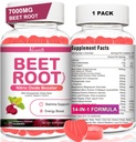 Gommies de racines de betteraves - Gommies de betteraves à oxyde nitrique pour le soutien de la circulation, production d'oxyde nitrique - avec graines de raisin, baies d'épines, Hibiscus, biologique, non-OGM, 60 Gommies