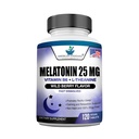 Melatonin 25 mg pro Tablette, 120 kaubare Tablette mit L-Theanin & Vitamin B-6, unterstützt gesunden Schlafzyklus, fördert beruhigenden und erholsamen Schlaf, vegan, NICHT GVO, Made in USA