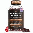 Effektive Nutra Mushroom Gummies 2500mg - 10in1 Lion's Mane, Reishi, Chaga, Cordyceps & More - Focus, Clarity, Memory, Immunity, Energy - Natural Raspberry Flavor, Vegan, Made in USA (90 Count)