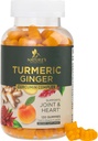 Kurkuma Ergänzung Gummi - 95% Curcuminoide mit Kurkuma & Ginger, Schwarzer Pfeffer für beste Absorption, Nature's Vegan Joint Support, Non-GMO, Gluten Free, Tasty Peach Flavor - 120 Gummis