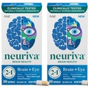 NEURIVA Gehirn + Augenergänzung für Gedächtnis, Fokus & Konzentration mit klinisch getestetem Lutein und Zeaxanthin, Vitamine A C & E + Zink für Augengesundheit & Filter Blaues Licht 30 Zähler Kapseln (2 Packung)
