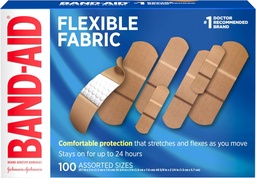 Band-Aid Marke Flexible Stoff Klebebänder für Wund Pflege & Erste Hilfe, sortierte Größen, 100 ct