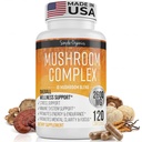 Pilzkomplex, 10 Pilzmischung für Energie und Immununterstützung, 2600mg pro Servierung, 120 Vegan Kapseln