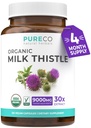 PURE CO USDA Organic Milk Thistle Capsules - 80% Silymarin Ergänzung für Leberunterstützung- Super Konzentrat 300mg von 30:1 Milchdistel Extrakt Leber Detox 120 Tage Versorgung