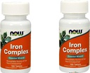 2 Bottiglie di NOW Foods IRON COMPLEX 100 Tabs
