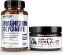 Premium Magnesium Glycinate 500mg Kapseln & Himalayan Shilajit Resin - (8 Monate Versorgung + hohe Absorption Formel) Chelate Buffered Glycinate - 85+ Trace Minerals for Energy, Performance, Immune S
