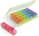 Ezy Dose Weekly (7-Day) Pille Case, Medizin Planner, Vitamin Organizer Box, bequem und einfach zu bedienen, X-Large Pop-Outpartments, 4 Mal pro Tag, Rainbow Lids mit Case, BPA kostenlos