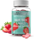 NUTRIBURS Haar, Haut & Nail | UKs vertrauenswürdigste Marke Bio Biotin Haargummis | für gesunde Haut, Haar & Nägel | Vegan und Sugar-Free M | Delicious Strawberry Flavored Gummies |Pack von 60