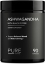 Organic Ashwagandha 1300mg mit schwarzem Pfeffer – Natural Stress Relief & Energy Support – 90 Vegan Kapseln – Mood & Adrenal Support Supplement – Non-GMO, Made in USA