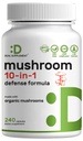 Bio 10-in-1 Pilz-Ergänzung, 240 Kapseln – Lions Mane, Turkey Tail, Reishi, Cordyceps & More Mushroom Complex – Immun, Energy & Nootropic Brain Support – Non-GMO