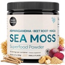 Atlantic Naturals Sea Moss Superfood Powder mit Ashwagandha, Beet Root und Maca Root - Sea Moss Powder unterstützt gesunde Haut, sportliche Leistung und positive Stimmung - Vanilla Flavor (150g)