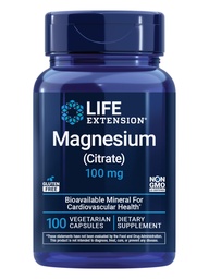Life Extension Magnesium Citrate 100 mg Vegetarische Kapseln, Blau, 100 Zähler