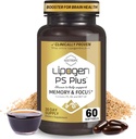 PS Plus Brain Ergänzungen für Gedächtnis und Fokus - Premium Phosphatidylserine Brain Booster für Gehirngesundheit - Nootropic - 60 Softgels für ein Monat Versorgung
