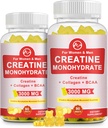 Creatine Gummy, 3g Kreatin-Monohydrat pro Servierung, Zuckerfreie Kreatin-Monohydrat-Gummy für Muskelwachstum und Stärke mit 0,5g Collagen, 0,2g BCAA, 60 Servietten, Ananas Flavor, 2 Packung