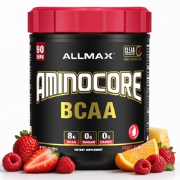 ALLMAX AMINOCORE BCAA Powder for Workout Muscle Recovery & Increased Endurance - Sugar Free, No Fillers 8.18 Grams Bcaas Amino Acids, B Vitamins for Women and Men- 90 Servings | Fruit Punch, 1035g