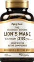 Piping Rock Lions Mane Supplement Kapseln | 2100mg | 90 Count | Pilz Fruchtkörper Extrakt für Männer und Frauen | Hericium Erinaceus | Vegetarisch, Non-GMO, Glutenfrei