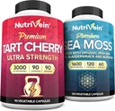Nutrivein Irish Sea Mos Capsules und Tart Cherry Capsules Bundle: Sea Moss & Tart Cherry Supplement Set für Verdauungsunterstützung und tägliche Wellness