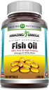 Erstaunlich Omega Fish Oil 1000 mg Softgels Supplement | Omega-3, 180 mg EPA. 120 mg DHA | Hohe Potenz (200 Count)