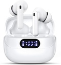 Wireless Earbuds, 42H Playtime Bluetooth 5.3 Cuffie, HiFi Stereo Call Noise Cancelling Earbuds, IPX7 impermeabili Stereo in-orecchio cuffie con display a LED per iOS Android (bianco)