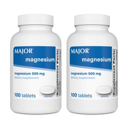 Major Magnesium 500mg - Oxid Magnesium Tabletten - Nahrungsergänzung - 100 Count (2 Pack)