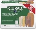 CURAD Gesortete Bandagen Bulk Variety Pack 320 Count 5 Styles inklusive Wasserdicht, Sheer, Kunststoff, Heavy Duty & Flex-Fabric First Aid Kit Essentials Schützt Scrapes, Cuts & Burns